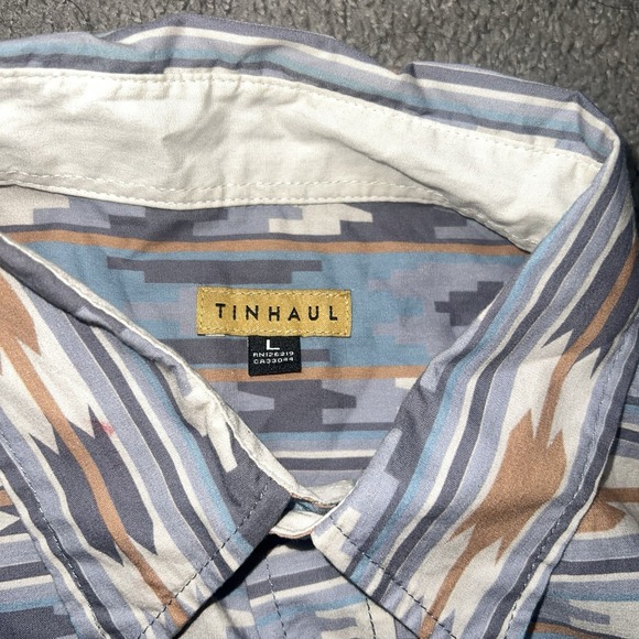 Tin Haul Mens 1955 Ghost Aztec Grey 100% Cotton Men's Large Shirt - Picture 3 of 6